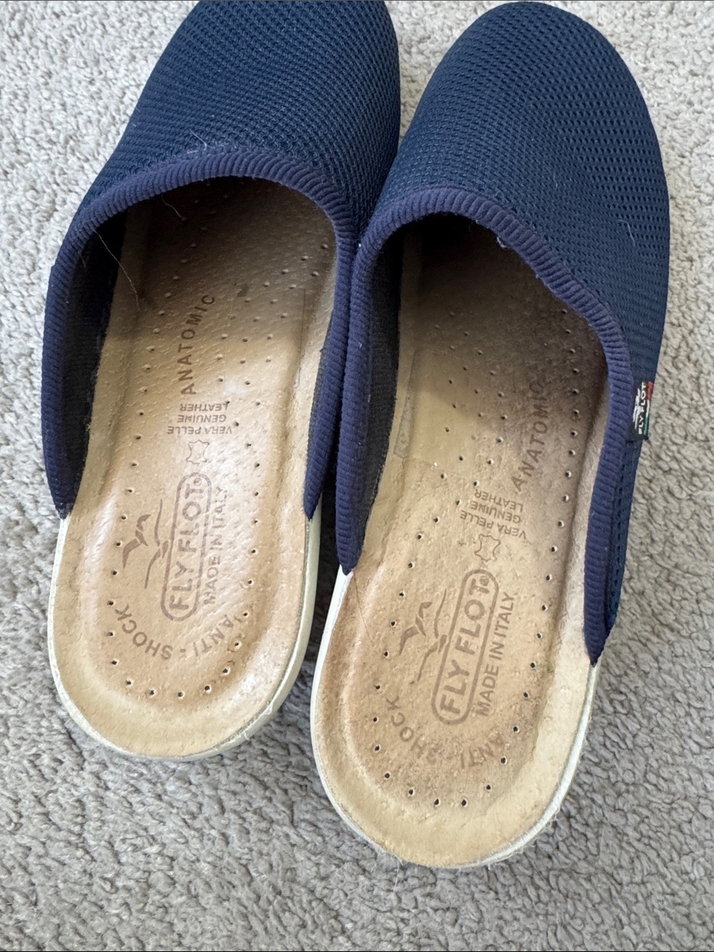 Made in Italy leather Navy Mesh Slip-On Clog - Picture 2 of 4